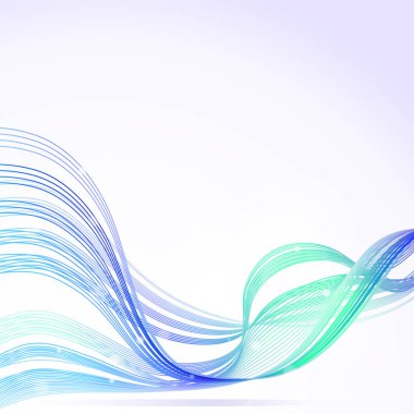 Soyut mavi dalgalar ve çizgiler, renkli beyaz arka plan üzerinde illüstrasyon vektör