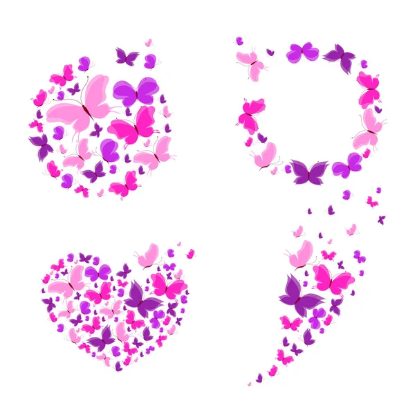 白色背景下美丽粉红蝴蝶的彩色矢量插图 — 图库矢量图片