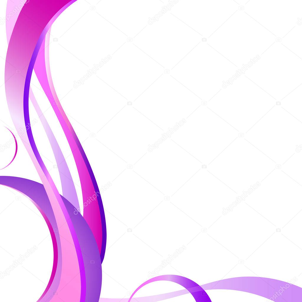 Abstract pink waves and lines, colorful vector illustration on white background
