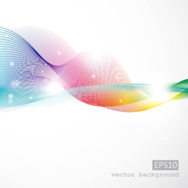 Soyut gökkuşağı dalgalar ve çizgiler, beyaz arka plan üzerinde renkli vektör çizim