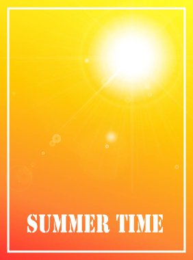 Güzel bir gün ile turuncu yaz göğün renkli vektör çizim