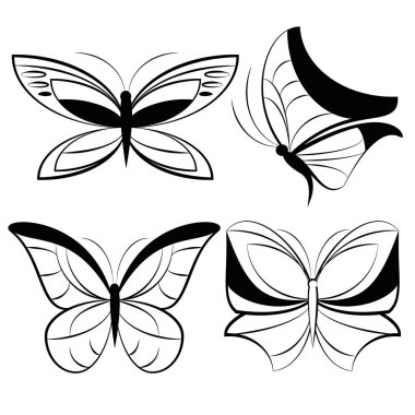 Vektör illüstrasyon izole beyaz arka plan üzerinde siyah kelebek