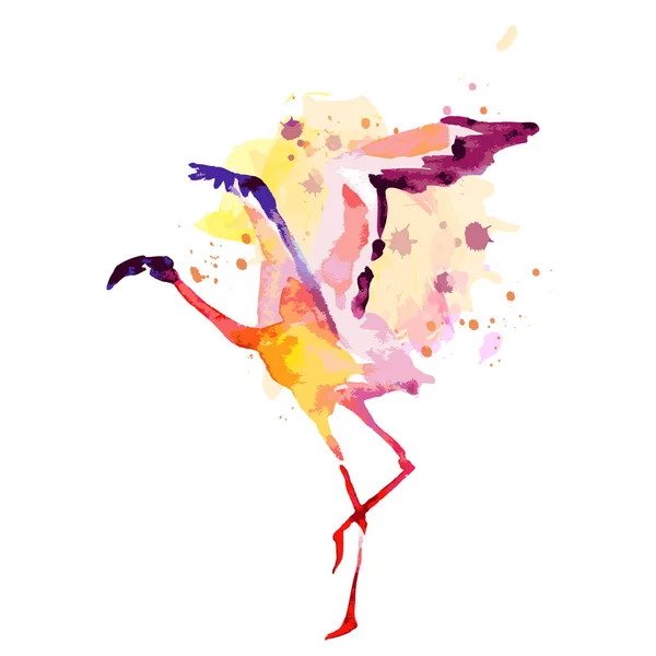 Belos Flamingos Aquarela Ilustração Vetorial Isolado Fundo Branco — Vetor de Stock