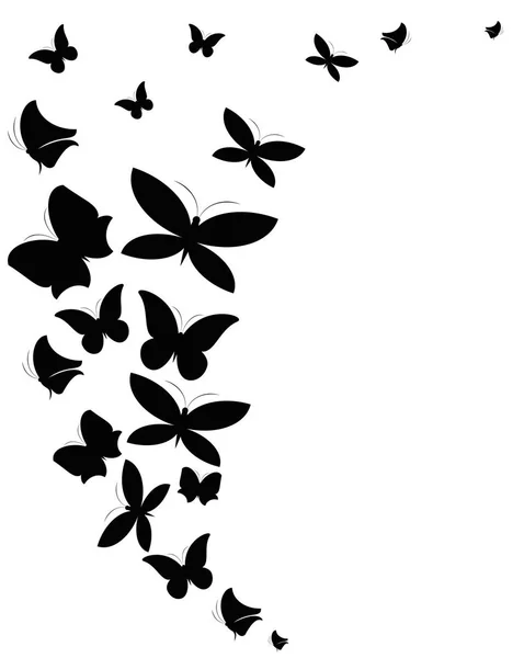 Векторні Ілюстрації Чорних Метеликів Ізольовані Білому Тлі — стоковий вектор