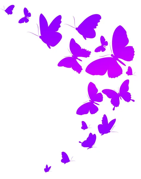 Ilustracja Wektorowa Kolorowe Piękne Różowe Motyle Białym Tle — Wektor stockowy
