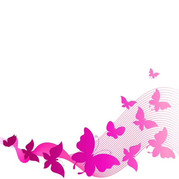 Bunte Vektor Illustration Der Schönen Rosa Schmetterlinge Isoliert Auf Weißem — Stockvektor