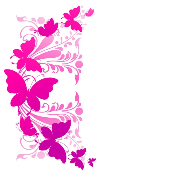 Colorful Vector Illustration Beautiful Pink Butterflies Isolated White Background — Stock Vector