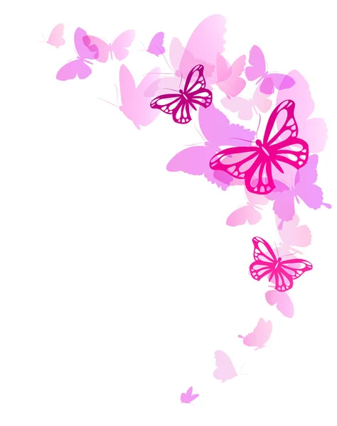 Красочная Векторная Иллюстрация Красивых Розовых Бабочек Белом Фоне — стоковый вектор