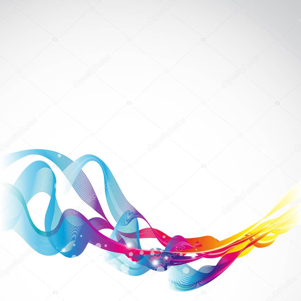 Abstract blue waves and lines, colorful vector illustration on white background