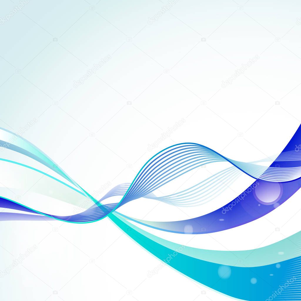 Abstract blue waves and lines, colorful vector illustration on white background