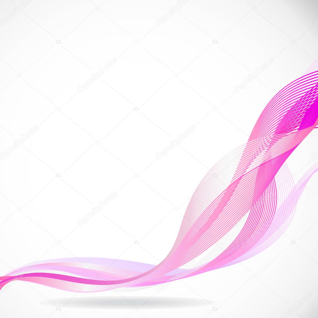 Abstract pink waves and lines, colorful vector illustration on white background