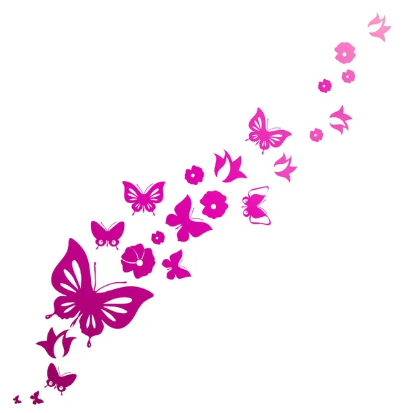 Pohlednice Kolekce Barevné Létající Motýli Izolovaných Bílém Pozadí Vektor Ilustrace — Stockový vektor
