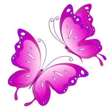 Beyaz arka plan, vektör, illüstrasyon izole renkli uçan kelebekler koleksiyonu ile posta kartı 