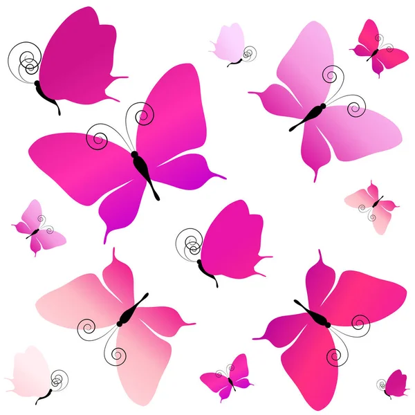 Tarjeta Postal Con Colección Mariposas Voladoras Colores Aislados Sobre Fondo — Vector de stock