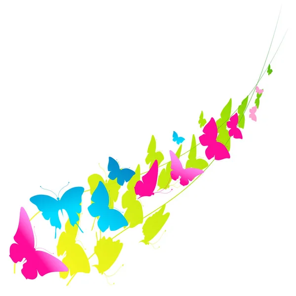 Collection Colorful Flying Butterflies Decorative Lines Isolated White Background Vector — Stock Vector