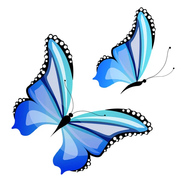 Beyaz Arka Plan Vektör Illüstrasyon Izole Renkli Uçan Kelebekler Koleksiyonu — Stok Vektör