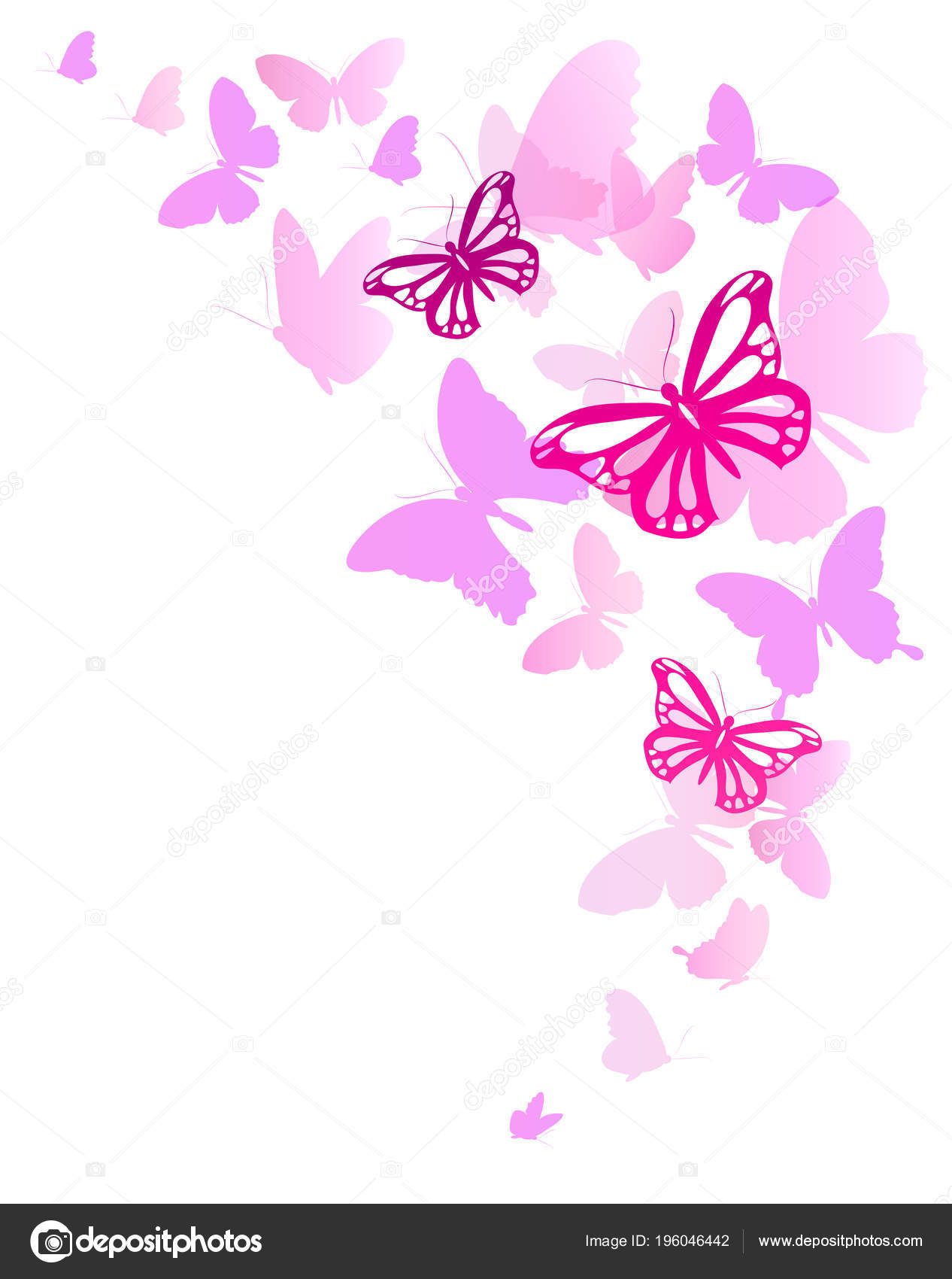 Wedding Invitation Card Set Pink Flying Butterflies Isolated White  Background Stock Vector Image by ©aboard #196046442