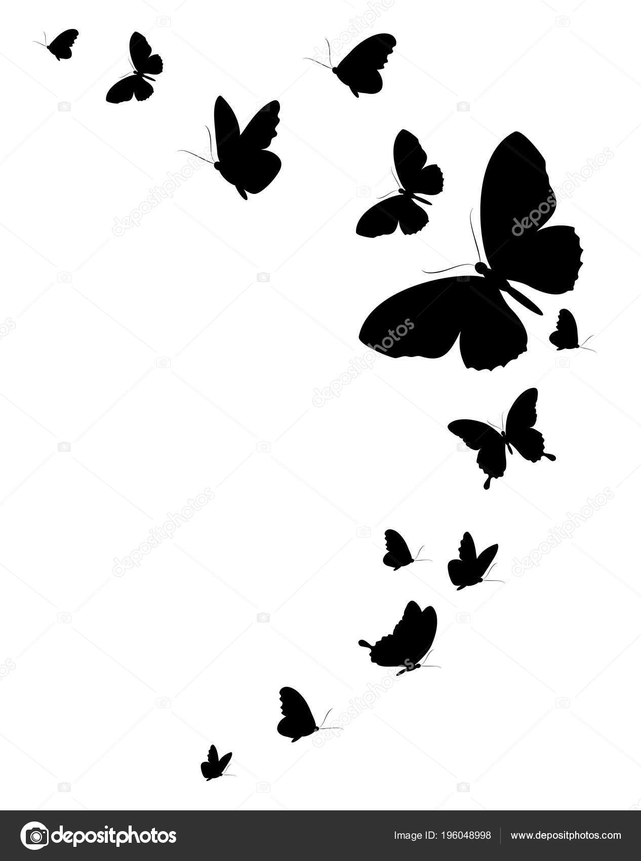 Butterfly Flying Away Black And White