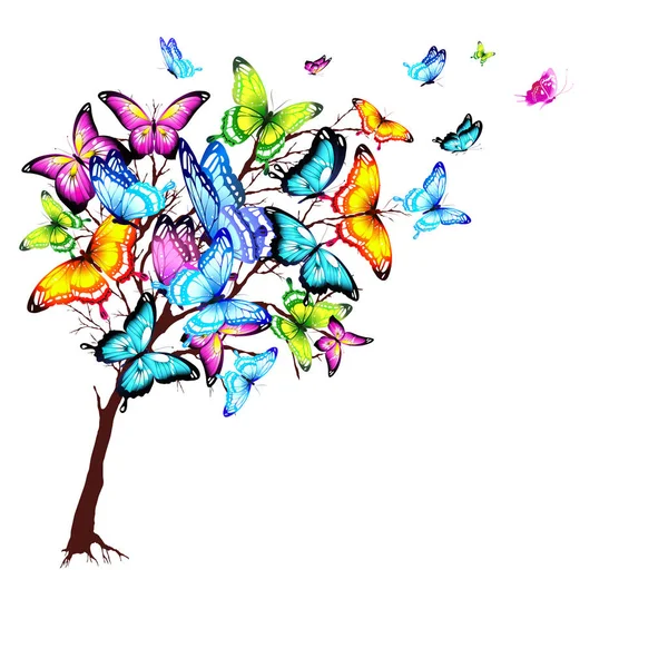 Ensemble Beaux Papillons Lumineux Isolés Sur Fond Blanc Vecteur Illustration — Image vectorielle
