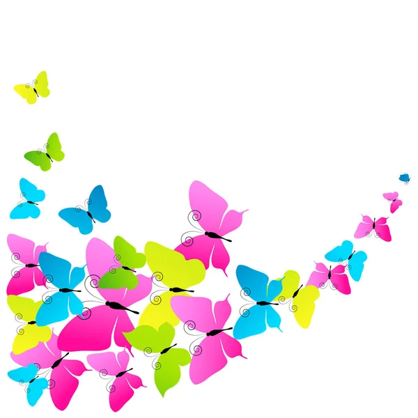 Набір Яскравих Красивих Метеликів Ізольовані Білому Тлі Вектор Ілюстрація — стоковий вектор