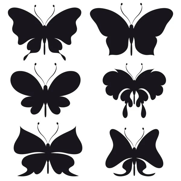 Tarjeta Postal Con Colección Mariposas Voladoras Negras Aisladas Sobre Fondo — Vector de stock