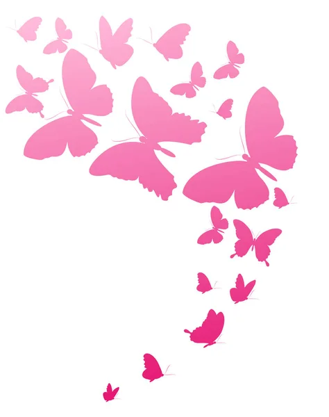 Postal Card Collection Pink Flying Butterflies Isolated White Background Vector — Stock Vector