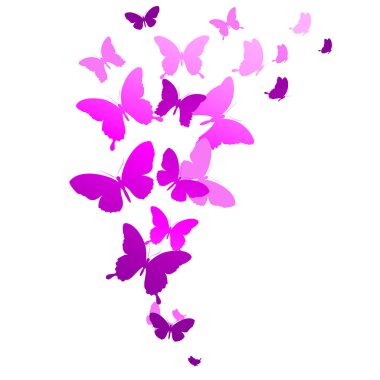 davetiye elle çizilmiş güzel menekşe kelebekler beyaz arka plan, vektör, illüstrasyon izole