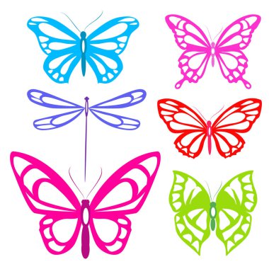 satır parlak kelebek beyaz arka plan, vektör, illüstrasyon izole