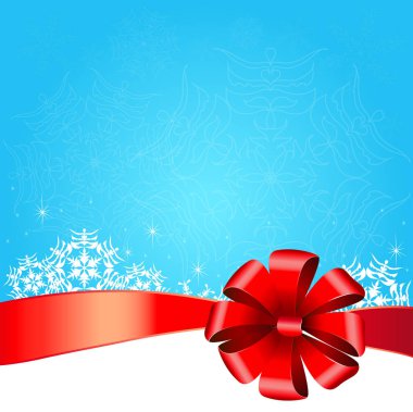 Noel tebrik kartı kırmızı yay, vektör, illüstrasyon
