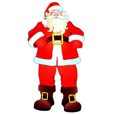 Noel Baba Noel kartıyla beyaz arka plan, vektör, illüstrasyon izole kostüm