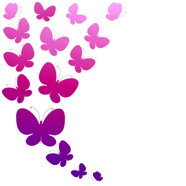 Tarjeta Invitación Con Hermosas Mariposas Violetas Dibujadas Mano Aisladas Sobre — Vector de stock