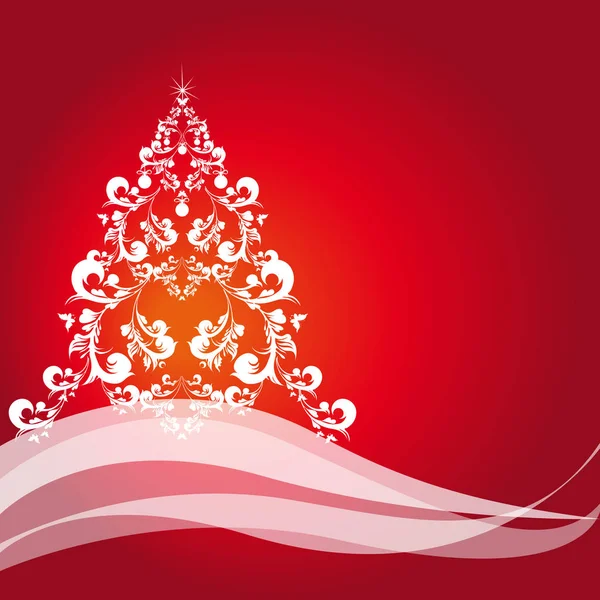 Grußkarte Mit Dekorativem Weihnachtsbaum Vektor Illustration — Stockvektor
