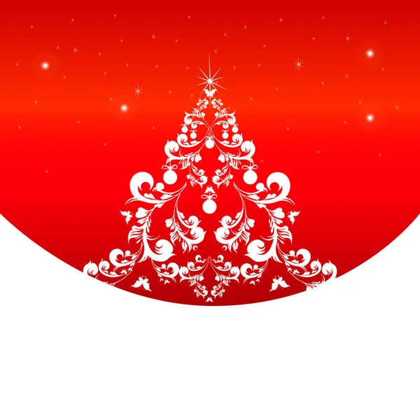Grußkarte Mit Dekorativem Weihnachtsbaum Vektor Illustration — Stockvektor