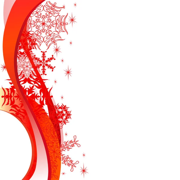 Carte Noël Avec Flocons Neige Rouges Isolés Sur Fond Blanc — Image vectorielle