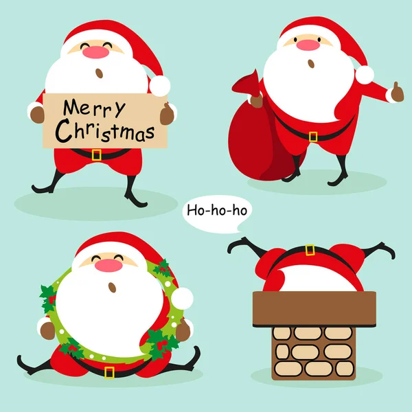 Noel Kartı Ile Dizi Noel Baba Karakterler Vektör Illüstrasyon — Stok Vektör
