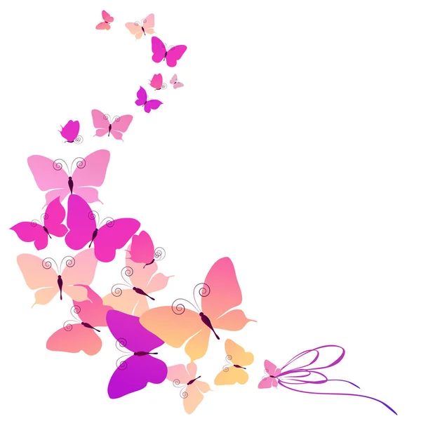 Tarjeta Postal Con Colección Mariposas Voladoras Colores Aislados Sobre Fondo — Archivo Imágenes Vectoriales