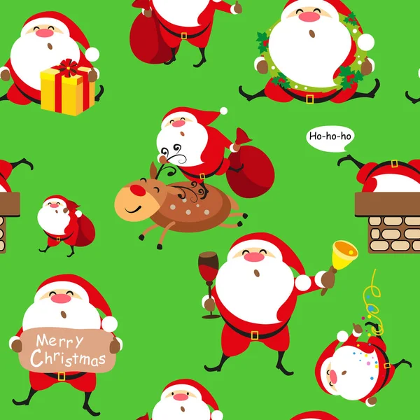 Weihnachtsmuster Mit Weihnachtsmann Zeichen Vektor Illustration — Stockvektor