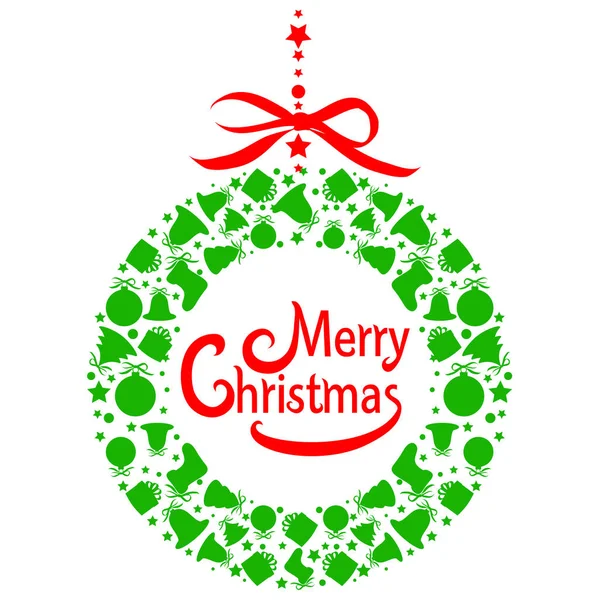 白背景 ベクトル イラストに分離された緑のクリスマス リース — ストックベクタ