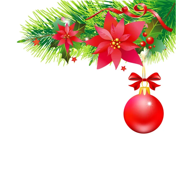 Jul Kransar Med Julstjärna Blommor Isolerad Vit Bakgrund Vektor Illustration — Stock vektor