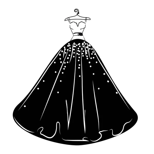 Bosquejo Diseño Vestido Novia Percha Vector Ilustración — Archivo Imágenes Vectoriales