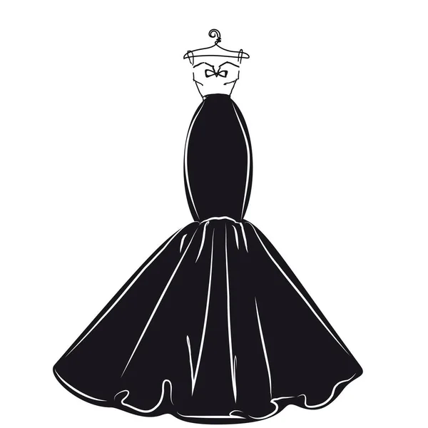 結婚式の暗いシルエット ドレスに孤立した白い背景 ベクトル イラスト — ストックベクタ