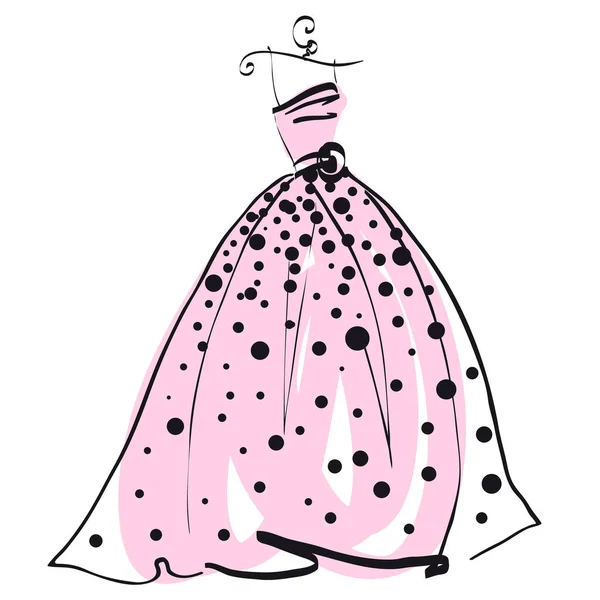 Robe Mariée Rose Isolé Sur Fond Blanc Vecteur Illustration — Image vectorielle