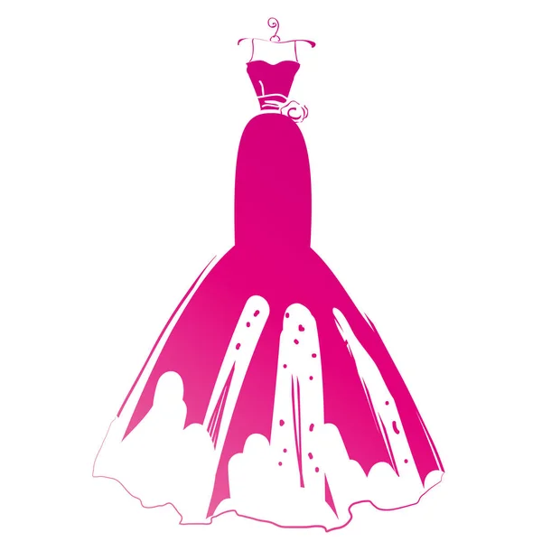 Růžové Svatební Šaty Izolovaných Bílém Pozadí Vektor Ilustrace — Stockový vektor