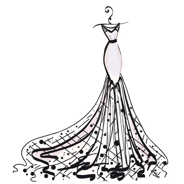 結婚式のデザイン ドレスに孤立した白い背景 ベクトル イラスト — ストックベクタ