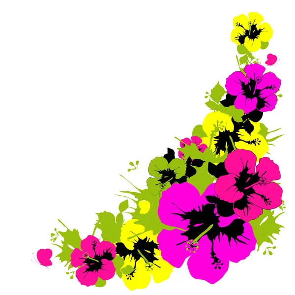 Heldere Tropische Bloemen Geïsoleerd Een Witte Achtergrond Vector Illustratie — Stockvector