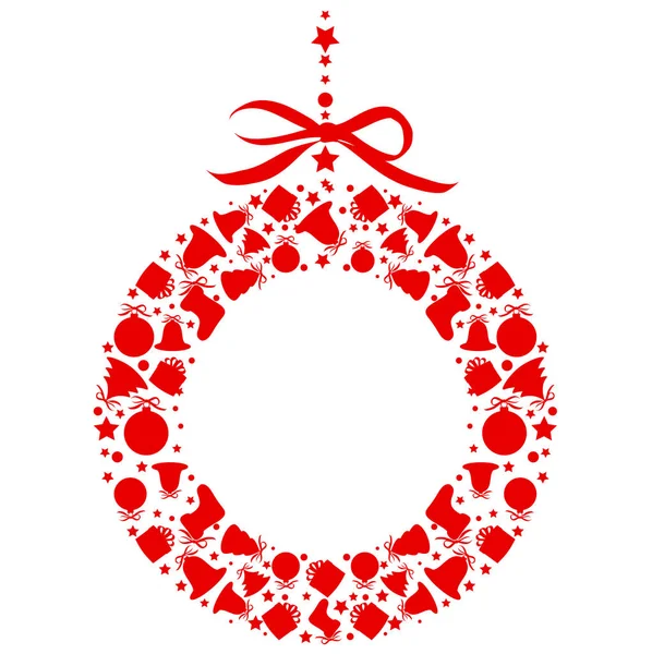 Red Christmas Wreath Isolated White Background Vector Illustration — Stock Vector