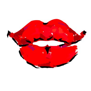 Beyaz arka plan, vektör, illüstrasyon izole kırmızı dudaklar