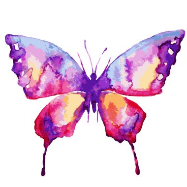 Beyaz arka plan, vektör, illüstrasyon izole güzel pembe kelebek