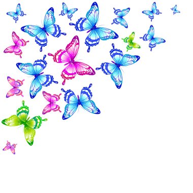 Güzel kelebekler renkli vektör çizim üzerinde izole beyaz arka plan belirleme