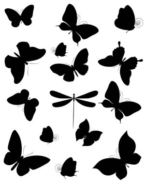 Vektör illüstrasyon izole beyaz arka plan üzerinde siyah kelebek